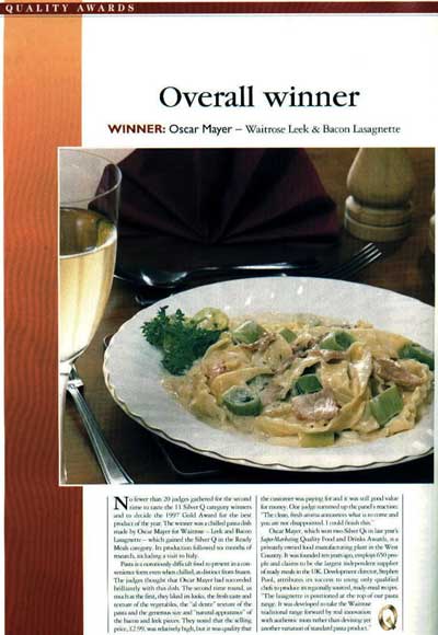 Leek & Bacon Lasagnette Gold Q Winner 1996